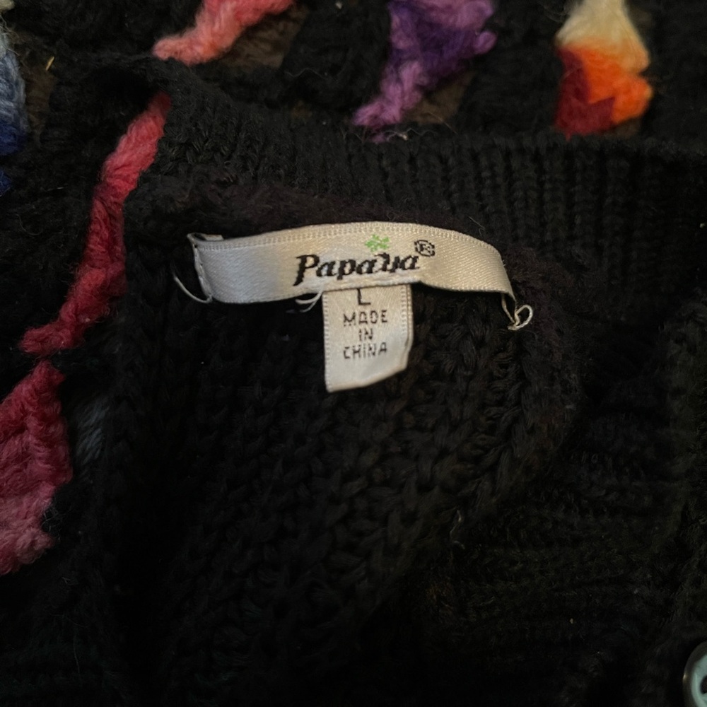 Papaya Women's Black Crocheted Sweater